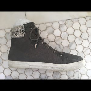 Joie high top snakeskin suede grey sneakers